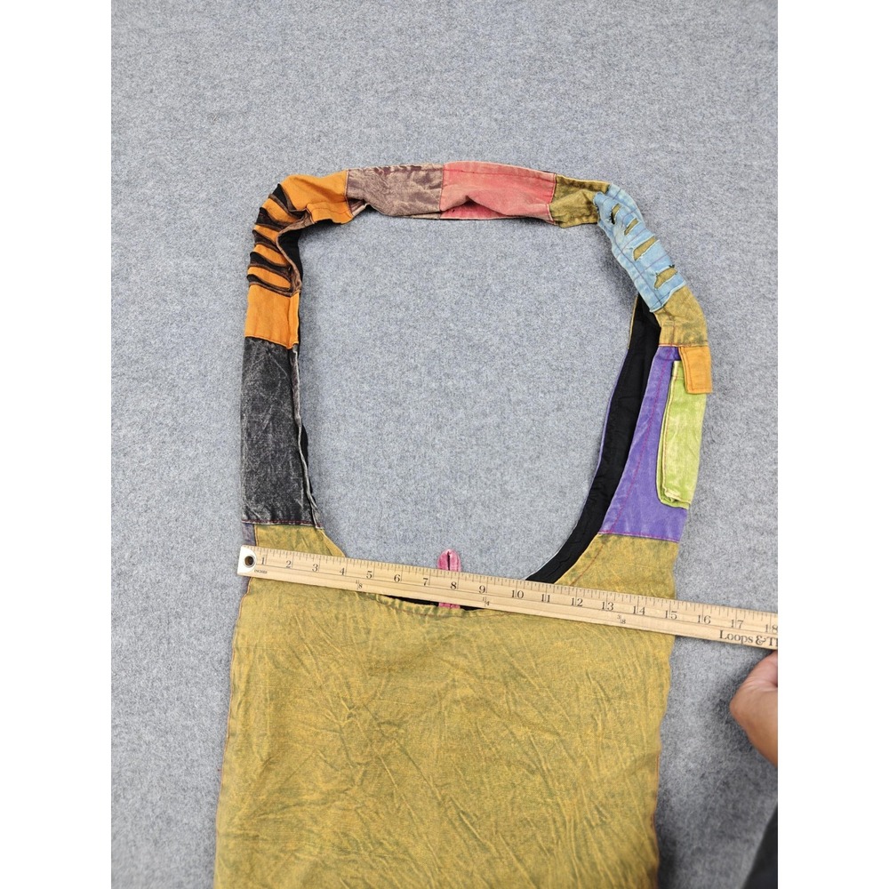 Boho Patchwork Tote Bag Womens Large Multicolor Peace Sign Hippie Crossbody - Picture 11 of 13